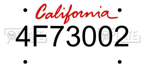 4F73002 California License Plate