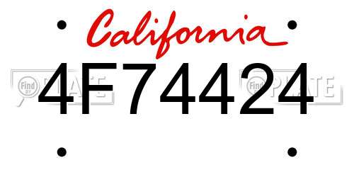 4F74424 California License Plate