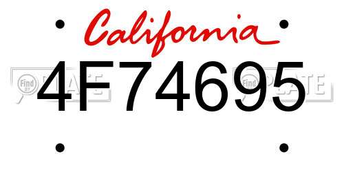 4F74695 California License Plate