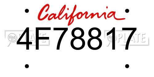 4F78817 California License Plate