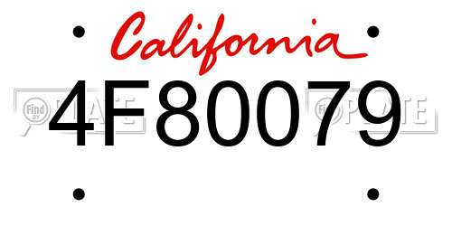 4F80079 California License Plate