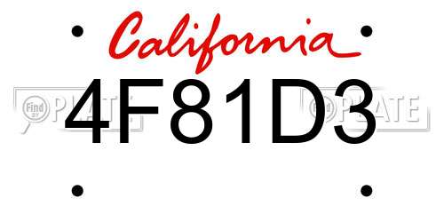 4F81D3 California License Plate