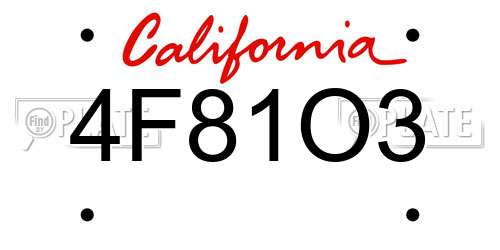 4F81O3 California License Plate