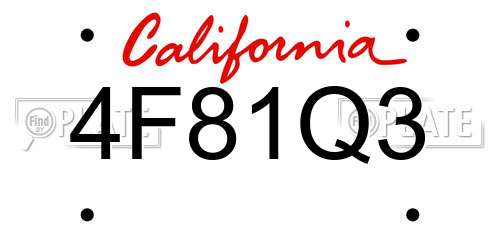 4F81Q3 California License Plate