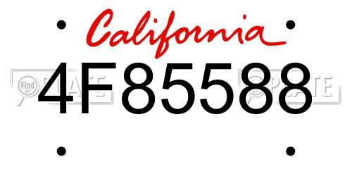 4F85588 California License Plate