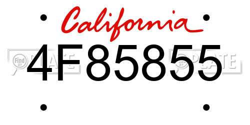 4F85855 California License Plate