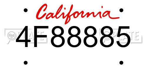4F88885 California License Plate