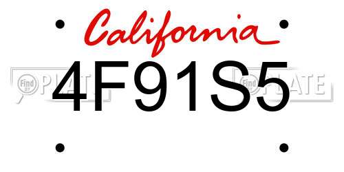 4F91S5 California License Plate