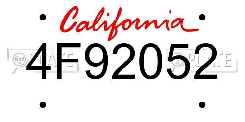 4F92052 California License Plate