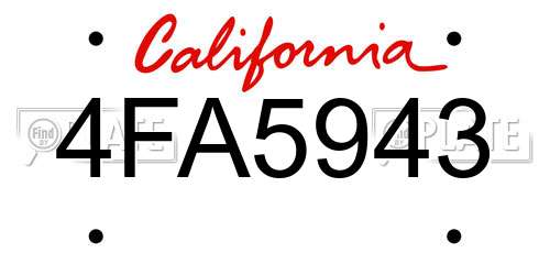 4FA5943 California License Plate
