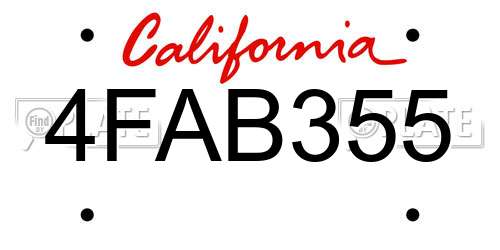 4FAB355 California License Plate