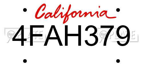 4FAH379 California License Plate