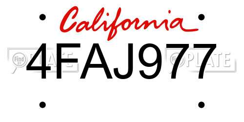 4FAJ977 California License Plate