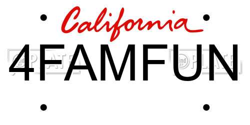 4FAMFUN California License Plate