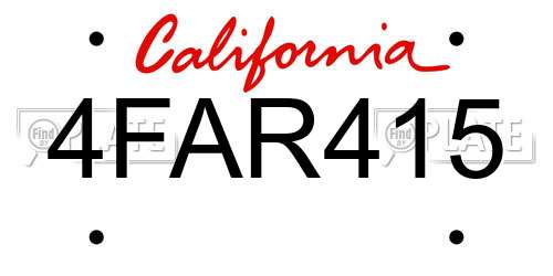 4FAR415 California License Plate