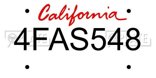 4FAS548 California License Plate