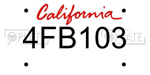 4FB103 California License Plate