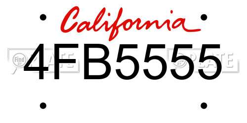 4FB5555 California License Plate