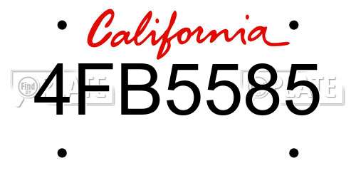 4FB5585 California License Plate