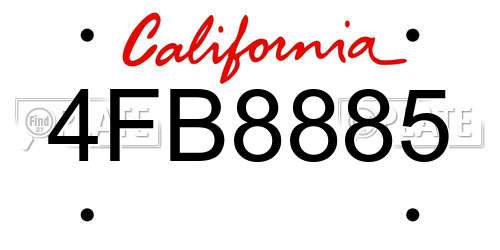 4FB8885 California License Plate