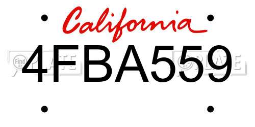 4FBA559 California License Plate