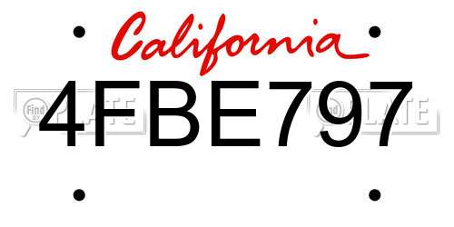 4FBE797 California License Plate