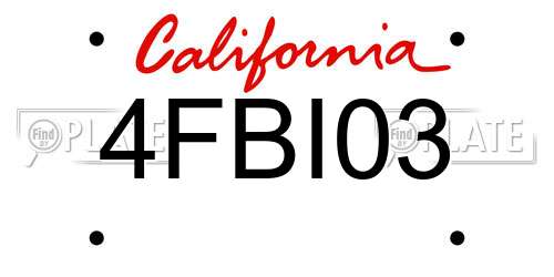 4FBI03 California License Plate