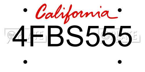 4FBS555 California License Plate