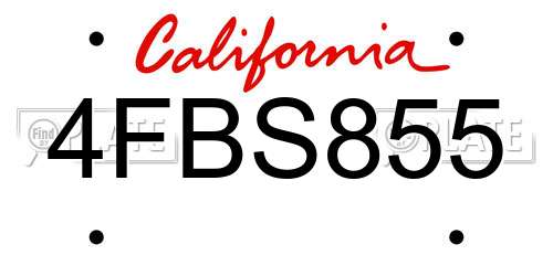 4FBS855 California License Plate