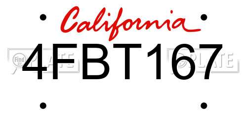 4FBT167 California License Plate