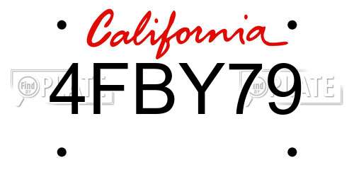 4FBY79 California License Plate