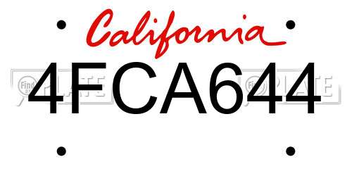 4FCA644 California License Plate