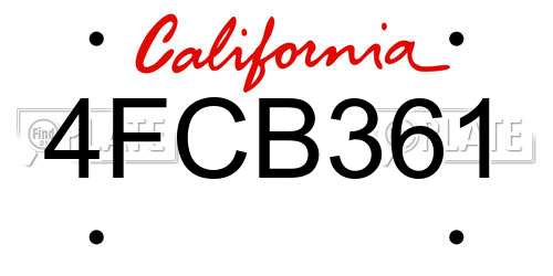 4FCB361 California License Plate