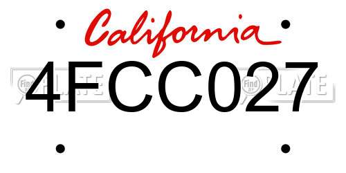 4FCC027 California License Plate