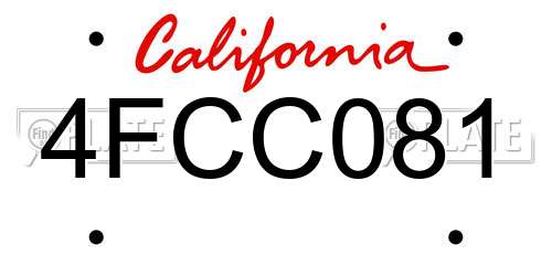 4FCC081 California License Plate