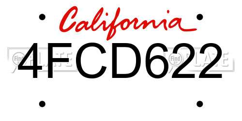 4FCD622 California License Plate