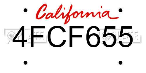 4FCF655 California License Plate