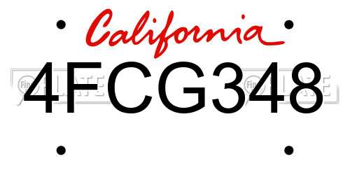 4FCG348 California License Plate