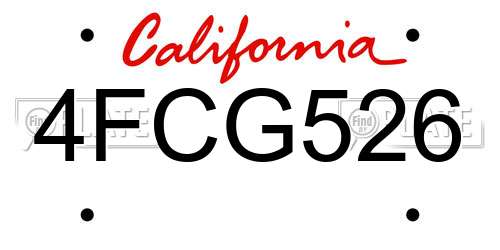 4FCG526 California License Plate
