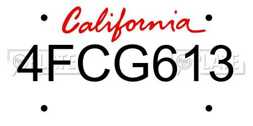 4FCG613 California License Plate