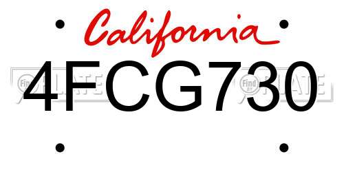 4FCG730 California License Plate