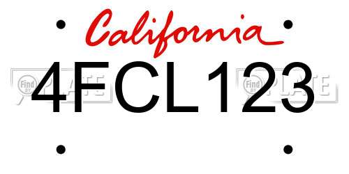 4FCL123 California License Plate