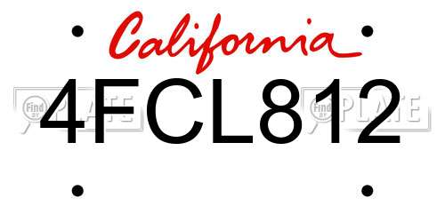 4FCL812 California License Plate