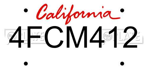 4FCM412 California License Plate