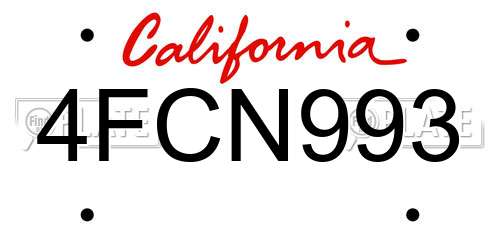4FCN993 California License Plate