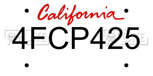 4FCP425 California License Plate