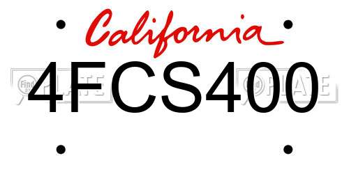 4FCS400 California License Plate