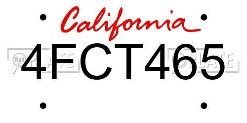 4FCT465 California License Plate