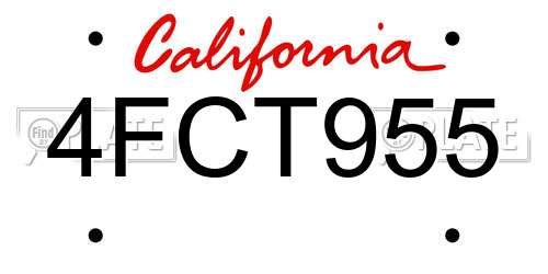 4FCT955 California License Plate