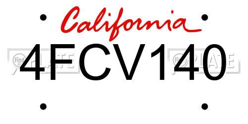 4FCV140 California License Plate